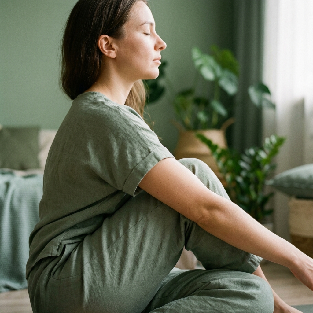 Close up of yoga practice at home